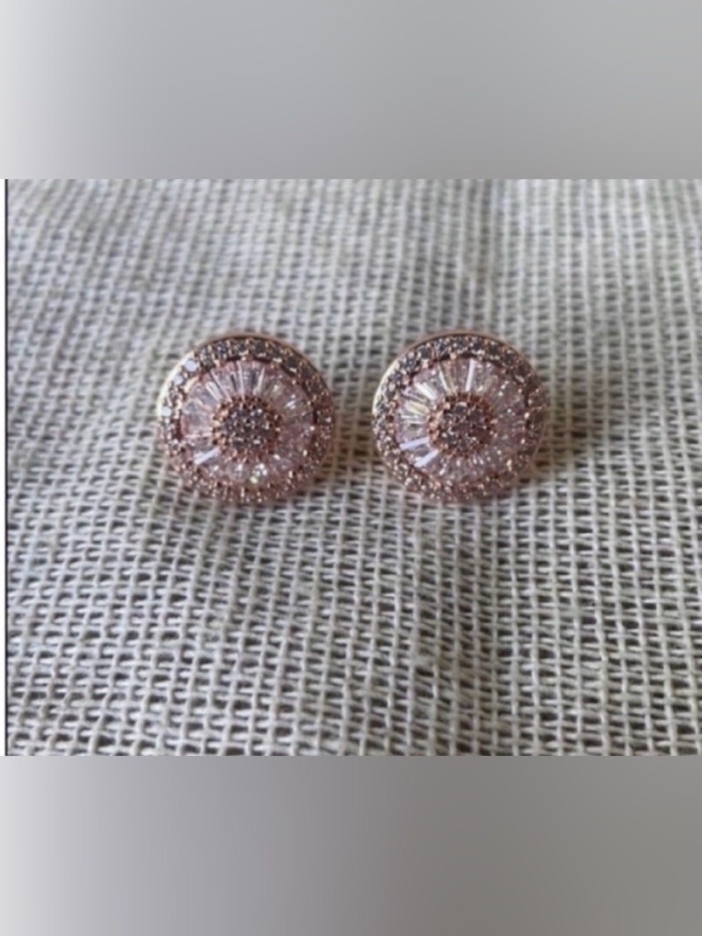 Rose gold plated Bling CZ & BAGUETTE Earring shiny sparkly New Luxury